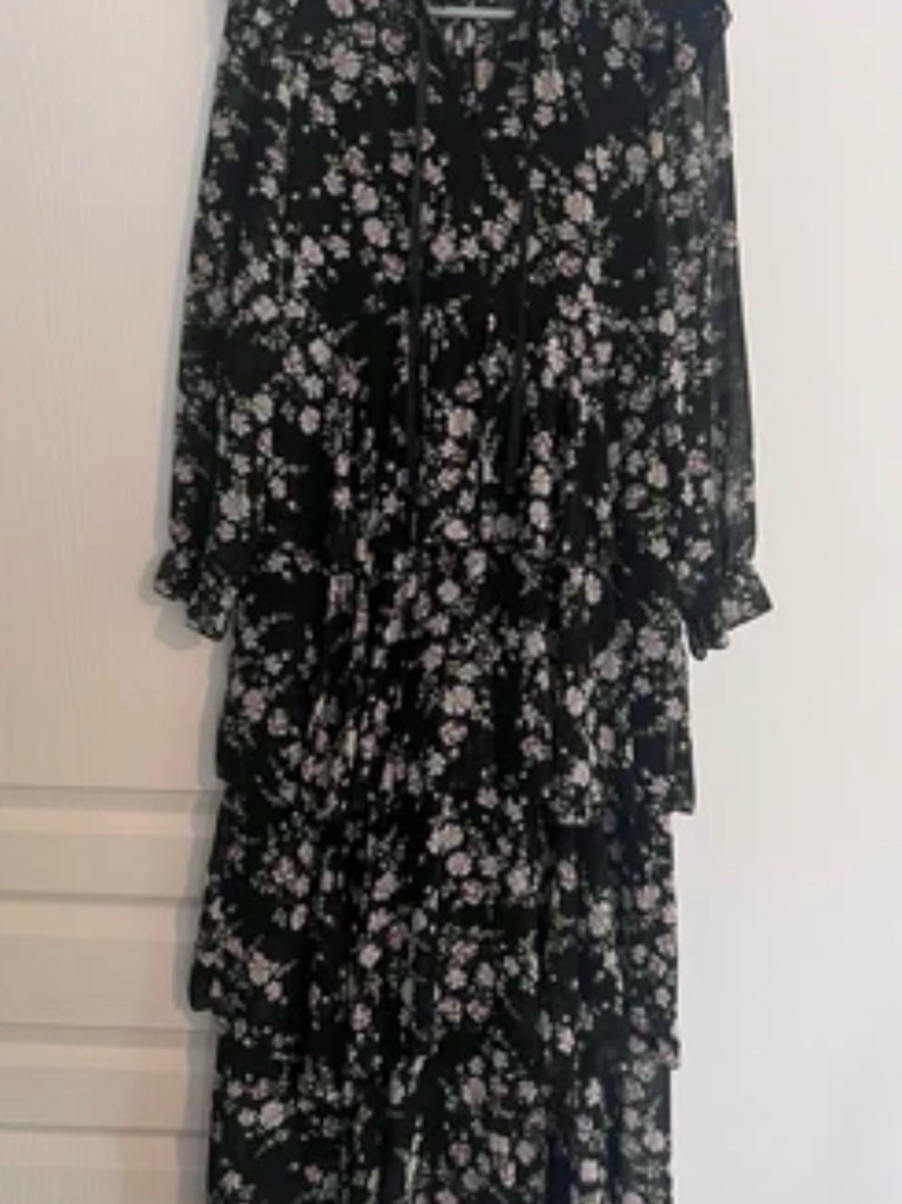 Black Floral Tiered Maxi Dress - Maraislise